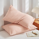Axyaa Soft Cotton Pillowcase Chequer Grid Pattern 48x74cm Bedding Pillow Cover Set
