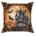 Axyaa Halloween Pillowcase: Witch Pumpkin Cat Castle Pattern for Living Room Sofa
