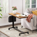 Axyaa Mobile C End Table with Adjustable Height, Wheels & Side Pocket