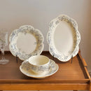 Axyaa Blue Floral Deep Plate - Elegant Medieval Style for Desserts and Salads