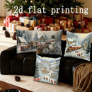 Axyaa Winter Scene Rectangular Cushion Covers for Sofa, Bedroom, Car