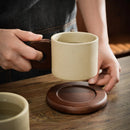 Axyaa Ceramic Wooden Handle Coffee Cup Set 300ml Antique Tea Mug Tray Office Decor
