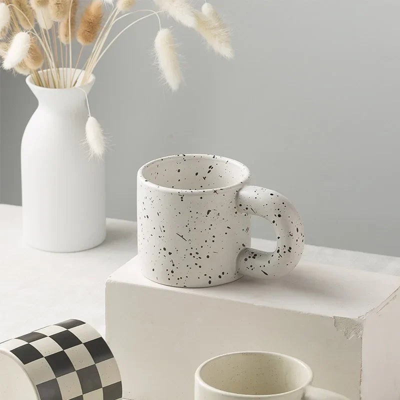 Axyaa Ceramic Mug with Ring Handle - Nordic Style Porcelain Coffee Cup