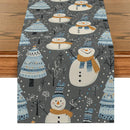 Snowman Christmas Table Runner by Axyaa: Festive Farmhouse Decor for Dining Party