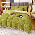 Axyaa Winter Rabbit Velvet Four-Piece Bedding Set in Solid Color