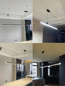 Axyaa LED Strip Chandelier: Simple Minimalist Office Dining Room Pendant Lights