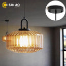 Axyaa Glass Pendant Light: Colorful Amber Green Orange Chandelier for Living Room, E27 Loft Lighting