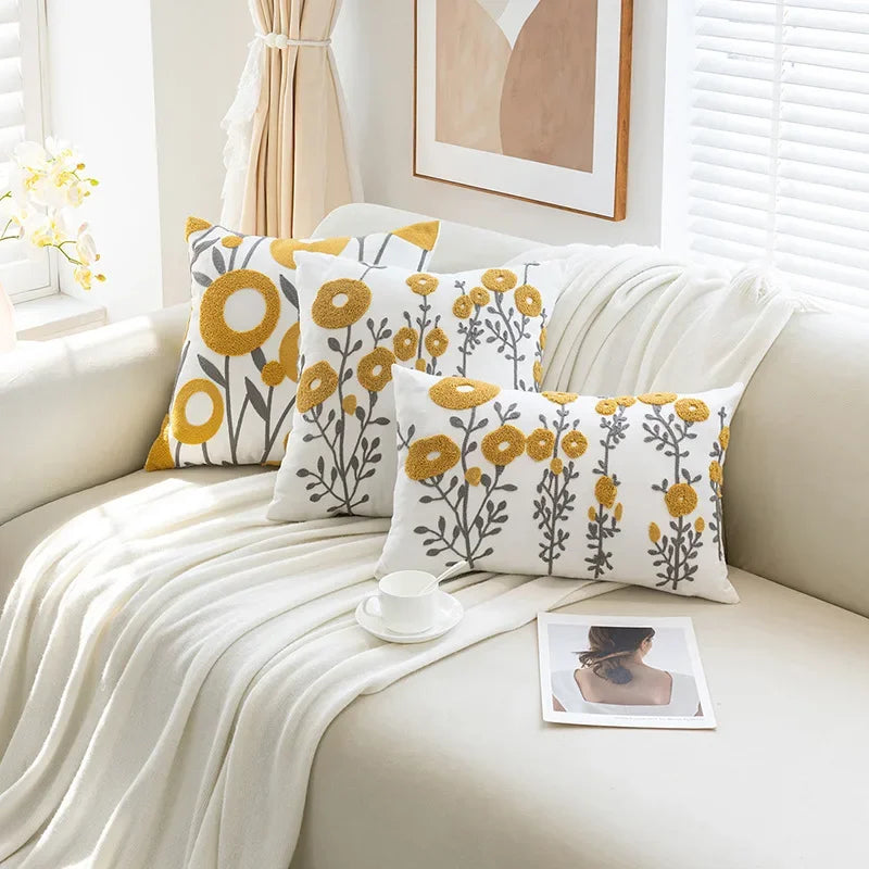 Axyaa Small Fresh Embroidered Pillow Cover for Home Sofa, Four Seasons Universal
