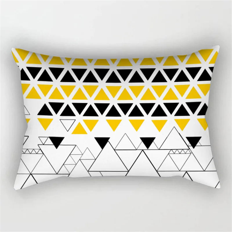 Yellow Geometric Cushion 30x50 Pillowcase for Living Room Sofa and Bed - Axyaa Home