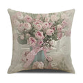 Axyaa Pastoral Floral Cushion Cover: Elegant Linen Home Decor for Sofa, Square Flower Pillow