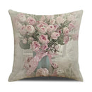 Axyaa Pastoral Floral Cushion Cover: Elegant Linen Home Decor for Sofa, Square Flower Pillow
