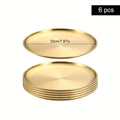Axyaa Gold Stainless Steel Round Shallow Tray Plate Set for BBQ, Camping, Picnic