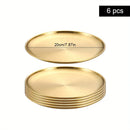 Axyaa Gold Stainless Steel Round Shallow Tray Plate Set for BBQ, Camping, Picnic