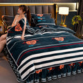 Axyaa Winter Fleece Bedding Set - Double-Sided Coral Fleece Quilt Cover & Flannel Sheet
