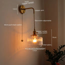 Axyaa Vintage Green Glass Copper Wall Lights with LED and Pull Chain Switch