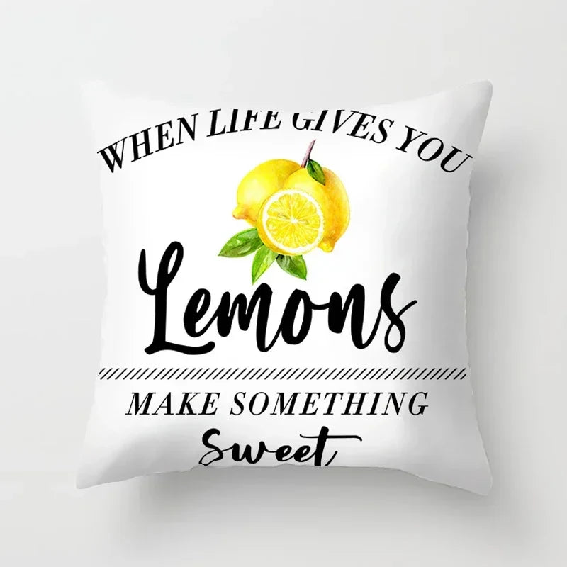 Lemon Pattern Summer Cushion Cover for Sofa Decor by Axyaa