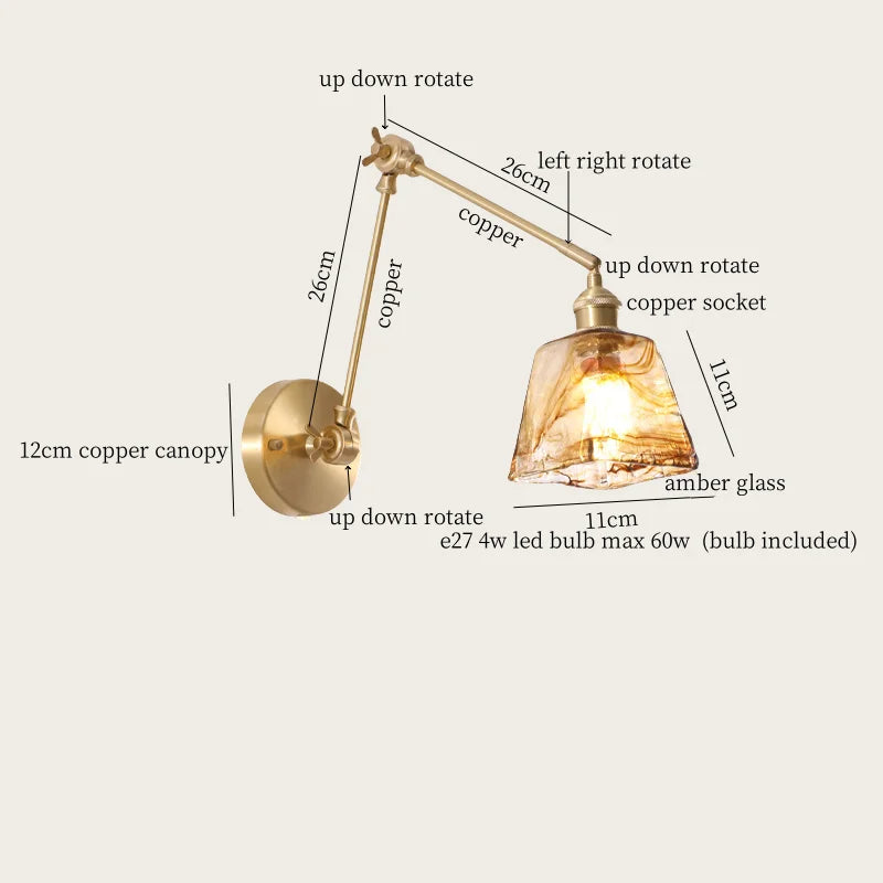 Axyaa Glass LED Wall Lamp for Living Room, Bedroom, Bathroom - Nordic Minimalism