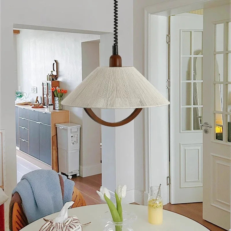 Wood Pendant Chandelier by Axyaa: Retro Japan Style Hanging Lamp for Rustic Room Decor