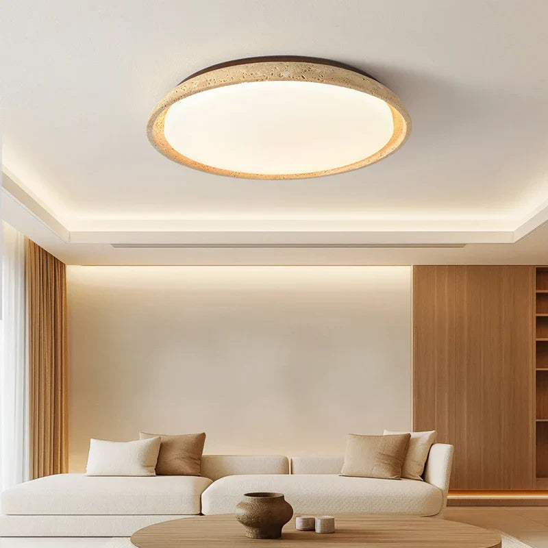 Axyaa Acryl Travertine LED Ceiling Light - Natural Stone Modern Ceiling Lamp