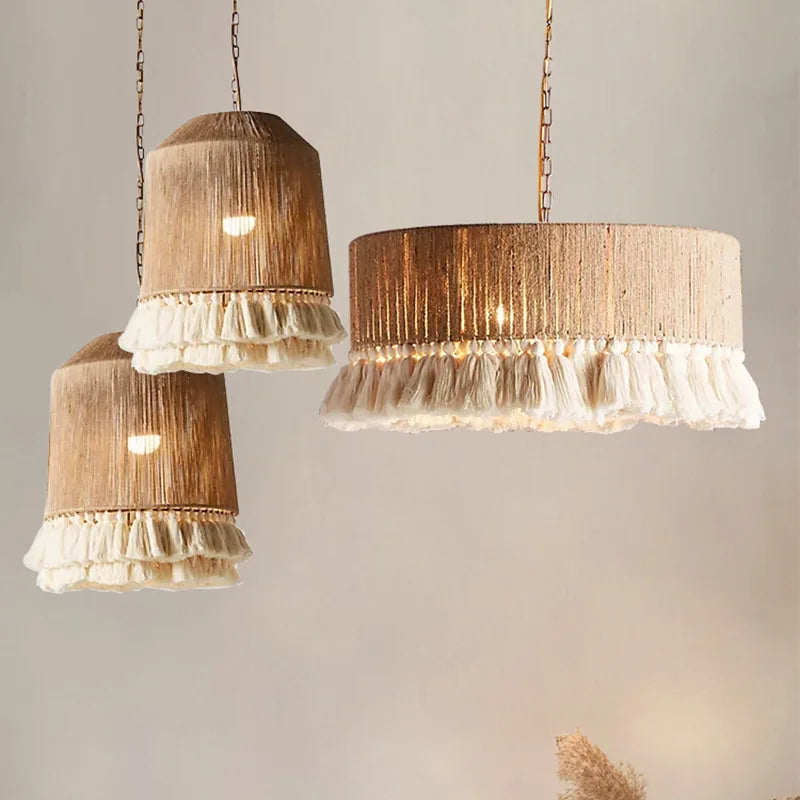 Axyaa Boho Fringe Pendant Light for Home & Office