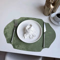 Axyaa Green PU Leather Christmas Placemats Set - Luxury Dining Table Pad