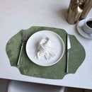 Axyaa Green PU Leather Christmas Placemats Set - Luxury Dining Table Pad