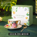 Axyaa Ceramic Coffee Cup & Saucer Set, Elegant Floral Design, High-end Latte Art Mug