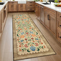 Nordic Floral Print Runner Rug by Axyaa - Stylish & Machine Washable Bedside Mat