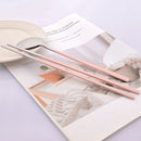 Axyaa Pink Silver Western Stainless Steel Cutlery Set with Spoon, Chopsticks, Flatware