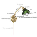Axyaa Brass Glass LED Wall Sconce, Pull Chain, Rotating Mirror, Vintage Style