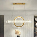 Axyaa Chrome Gold Steel LED Pendant Light with Dimmable K9 Crystals