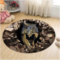 Axyaa Dinosaur Cartoon Kids Round Carpet Rug for Home Floor - Anti-Slip Mats