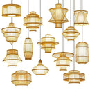 Axyaa Bamboo Woven Chandeliers: Southeast Asian Style LED Lighting for Home Decor