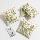 Axyaa Daisy Floral Embroidery Pillow Cover 45x45cm/30x50cm Yellow Blue