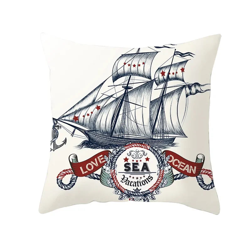 Axyaa Sailing Anchor Sofa Cushion Cover - Summer Beach Pillow for Home Decoration