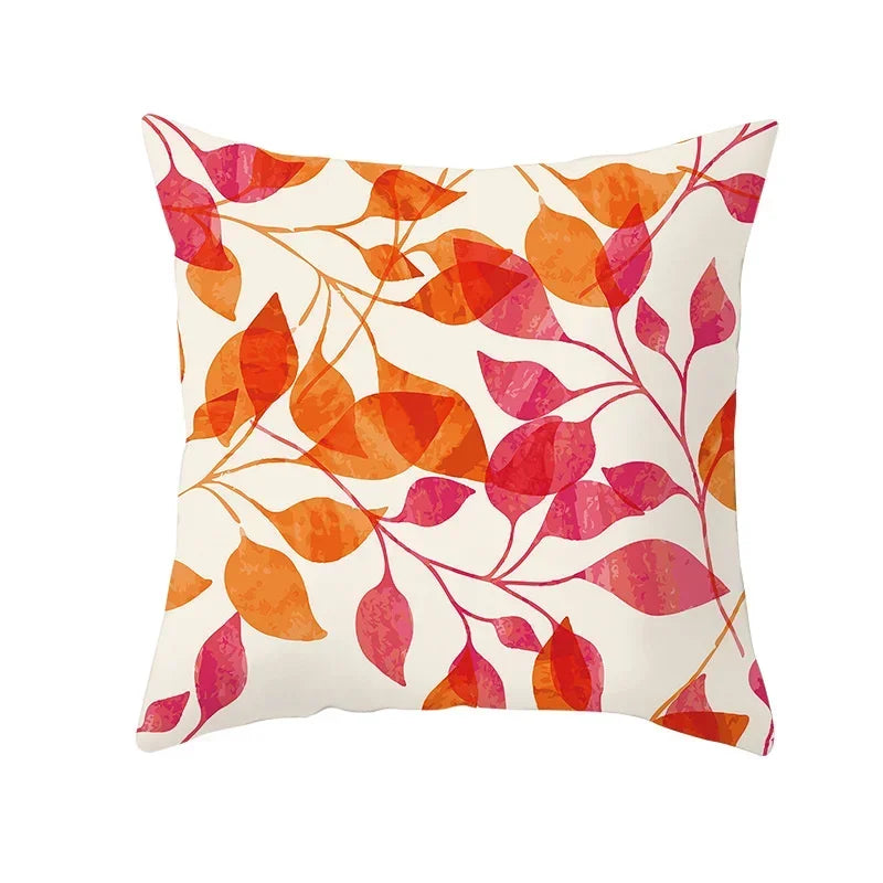 Axyaa Autumn Maple Leaves Pillow Cases with Fresh Print Flower Plant Custom Polyester Cover