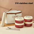 Axyaa Stainless Steel Insulated Lunch Box Set with Cutlery and Thermal Bag