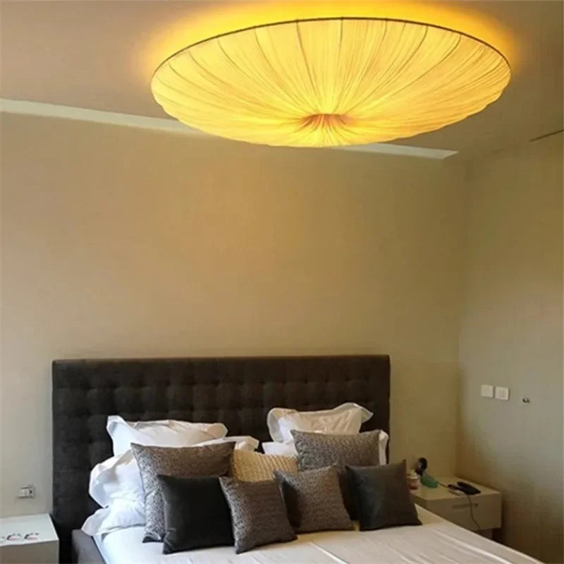 Axyaa White Fabric LED Ceiling Light for Living Room, Bedroom, Restaurant