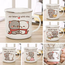Axyaa Cute Animal Enamel Cup Breakfast Mug Set