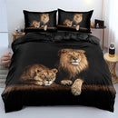 Axyaa Lions Print Duvet Set, Soft Bedding Set for Bedroom, 1 Duvet Cover + 1/2 Pillowcase
