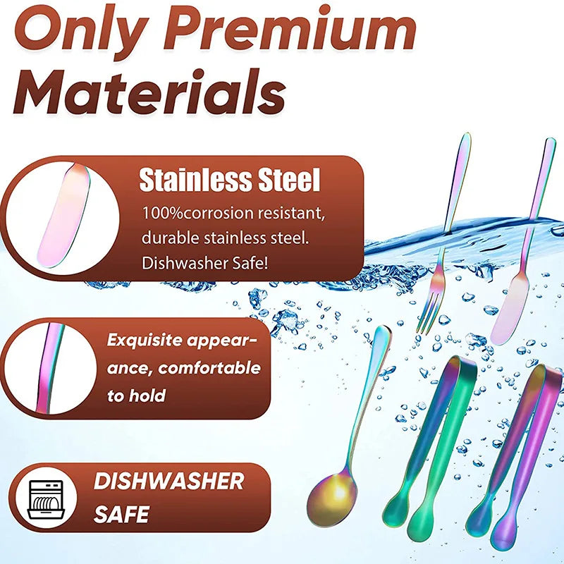 Axyaa 14-Piece Mini Cutlery Set: Tongs, Spatulas, Spoons, Forks - Non-Stick Tableware