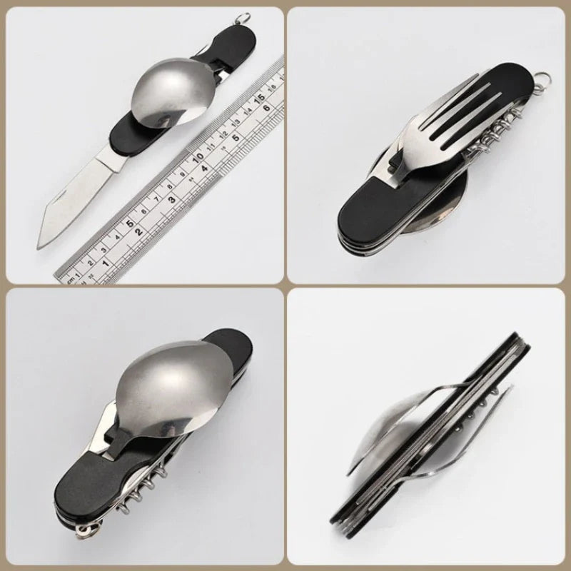 Axyaa 4-in-1 Stainless Steel Camping Utensils Set