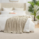 Axyaa Cable Knit Chenille Sherpa Throw Blanket for Sofa Couch Twin Comfort