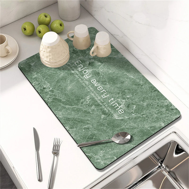 Axyaa Silicone Stripe Kitchen Drying Mat - Absorbent & Stylish Tables Cups Holder