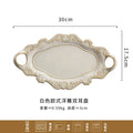 Axyaa Ceramic Binaural Vegetable Plate | European Retro Design for Snacks and Fruit