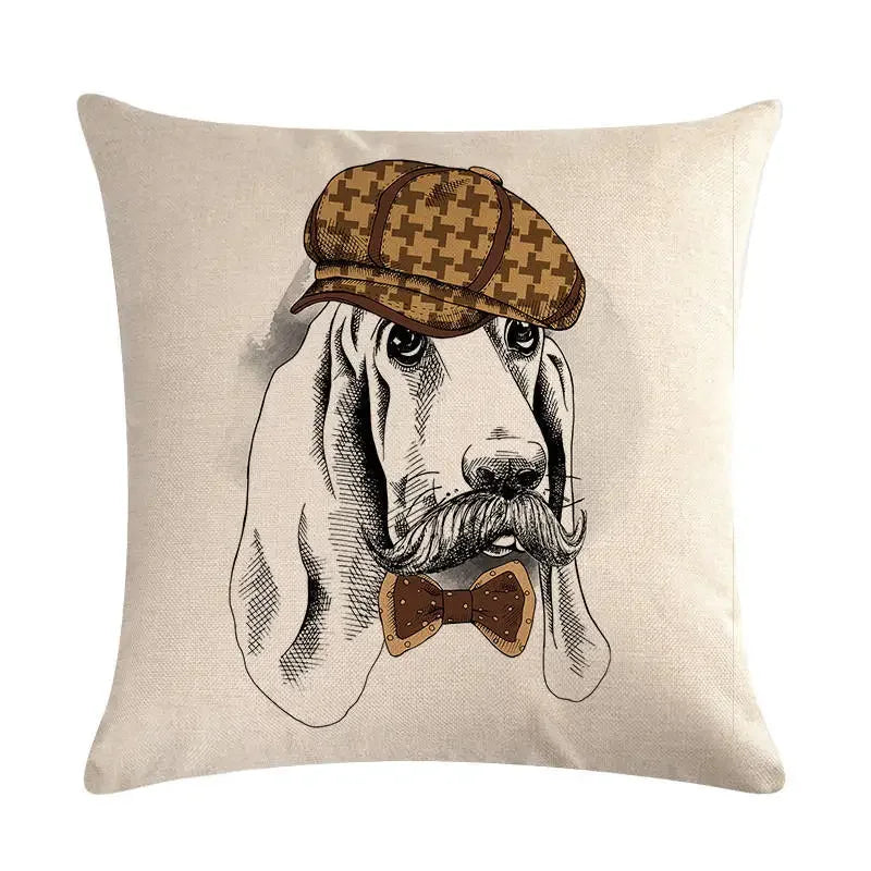 Axyaa Cartoon Animal Flax Cushion Cover for Sofa - Fashionable and Fun Design