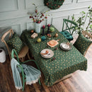 Axya Green Gilded Christmas Table Cloth with Runner, Cotton & Linen Rectangular Cover