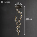 Axyaa Crystal Stair Chandelier: Modern LED Ceiling Light for Living Room
