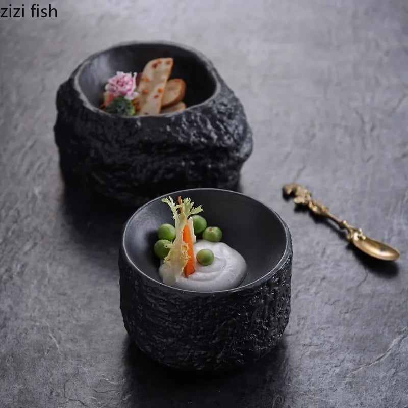 Axya Stone Texture Ceramic Dining Plate: Restaurant & Dessert Plate