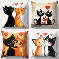 Axyaa Kitten Family Sofa Pillow Covers Set, 17.7"x17.7", Home Decor Solution